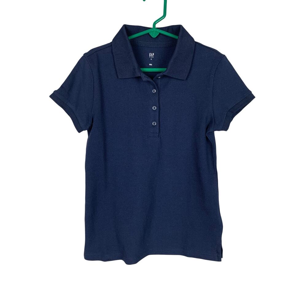 New Gap Kids Polo Shirt Navy Blue Short Sleeve Pique Uniform Girls M 8